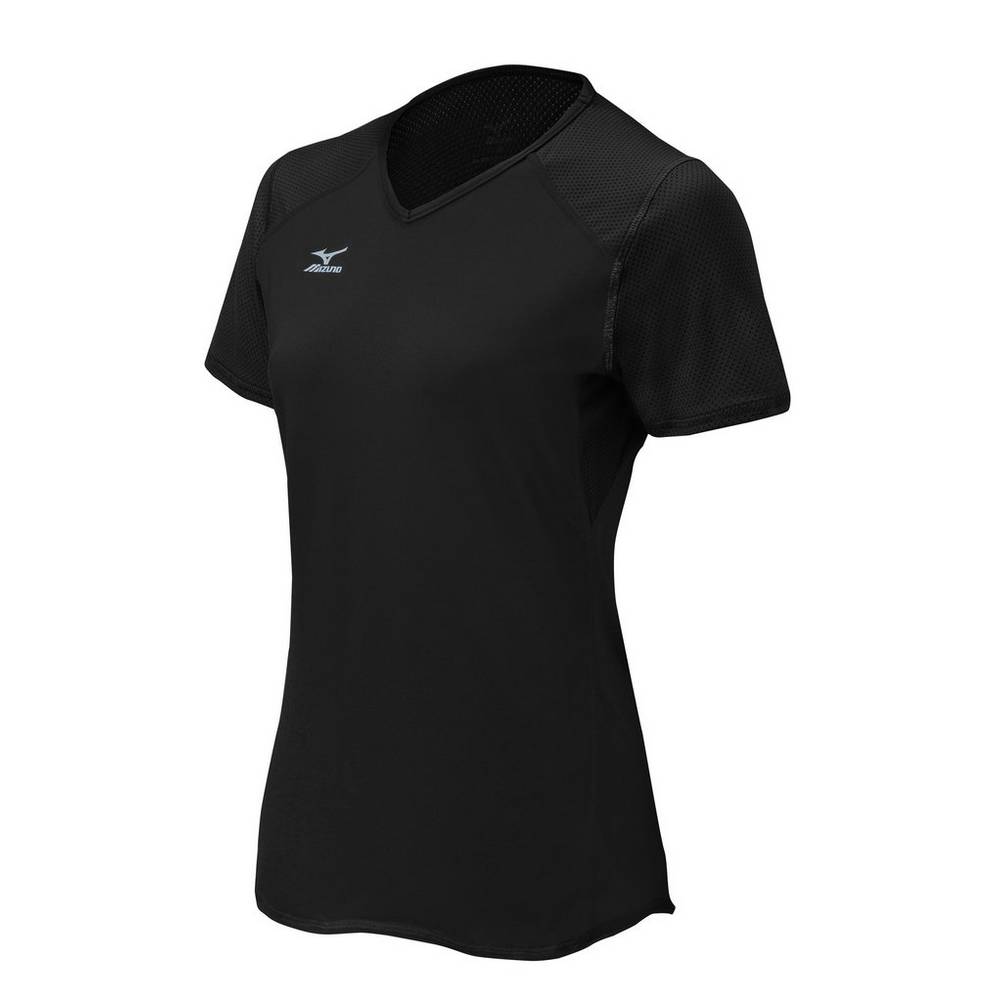 Damske Dresy Mizuno Techno VI Short Sleeve Volejbalove Čierne Vypredaj ZWYF40261